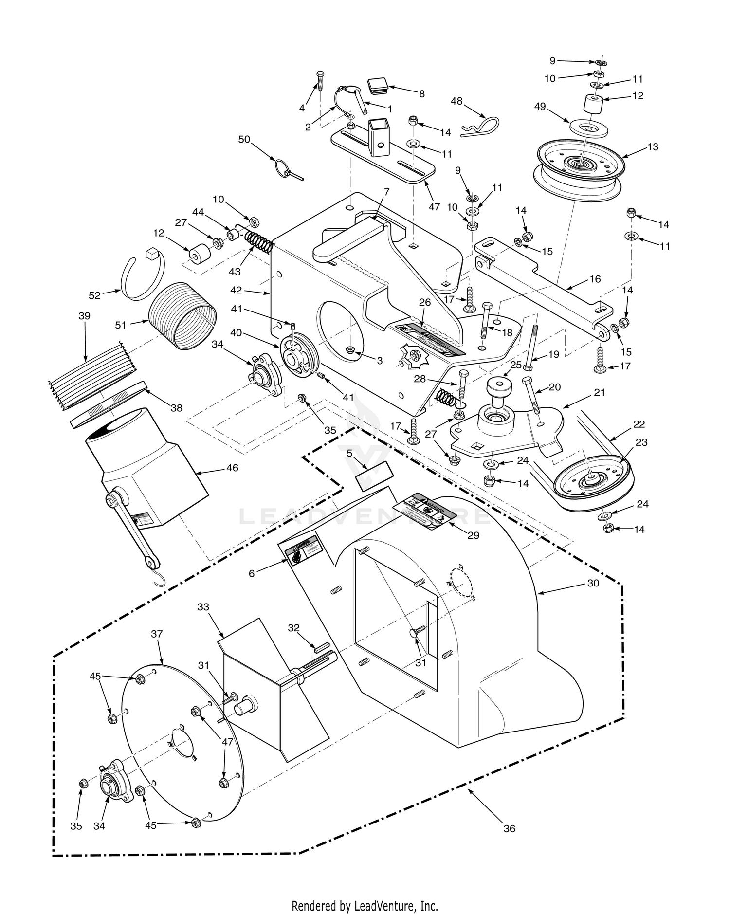 STCII 48"/52" & SCZ 48"/52" BLOWER HOUSING ASSEMBLY