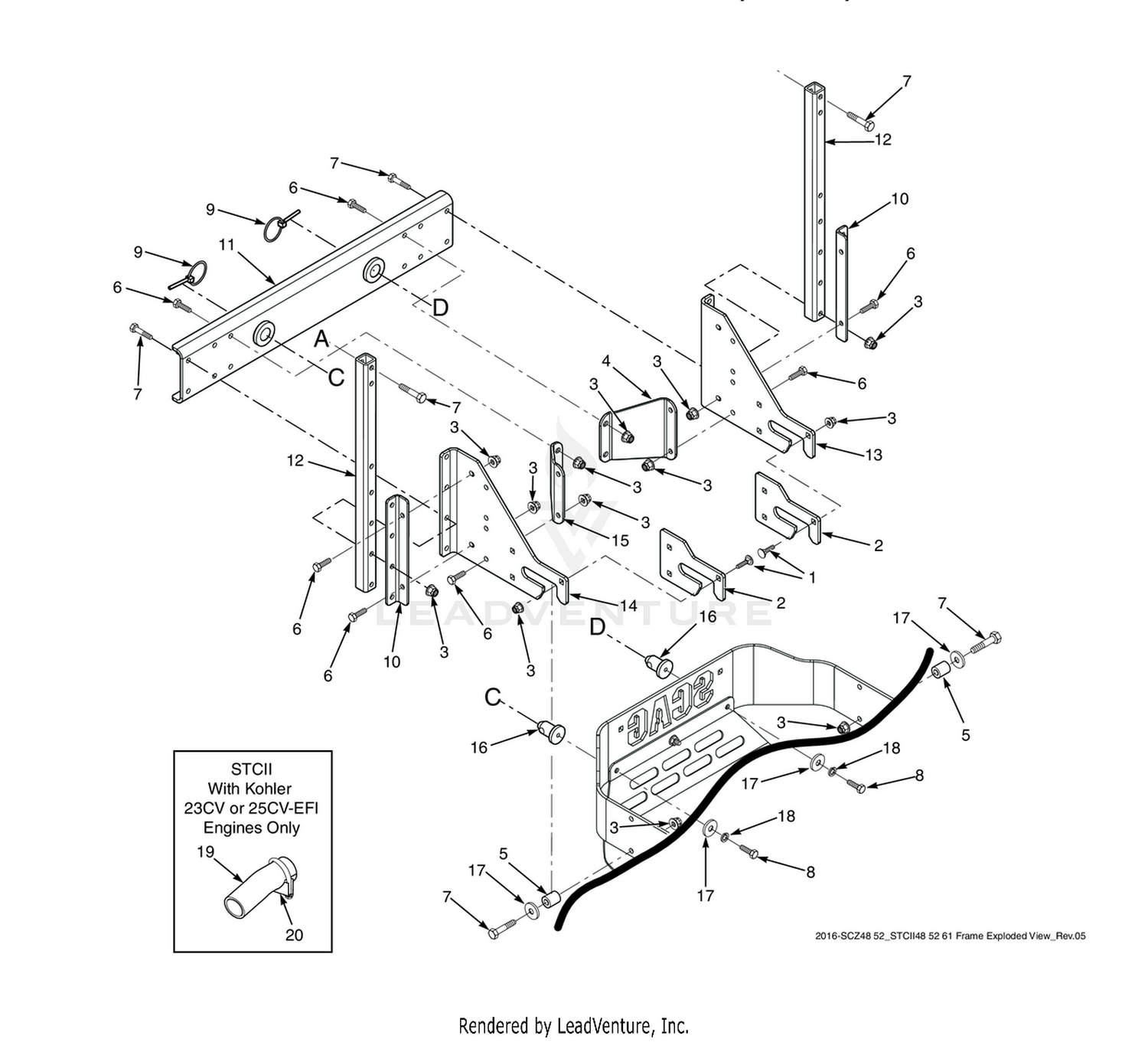 SCZ 48"/52" STCII 48"/52"/61" BAG SUPPORT COMPONENTS (LOWER)