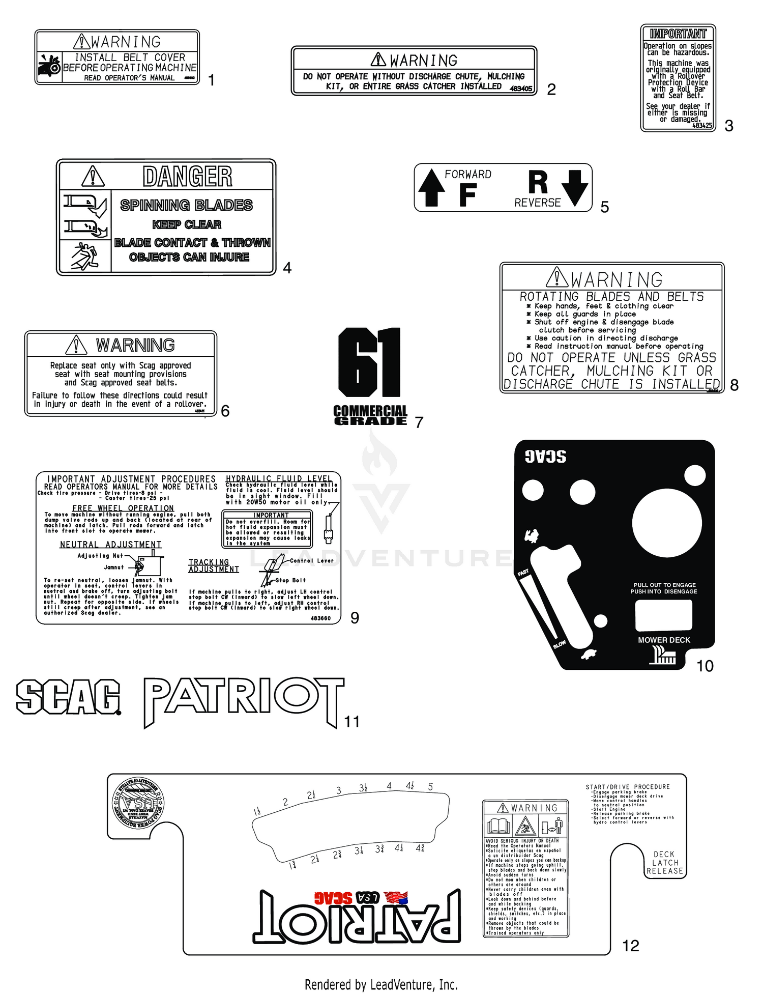 REPLACEMENT DECALS AND INFORMATION PLATES