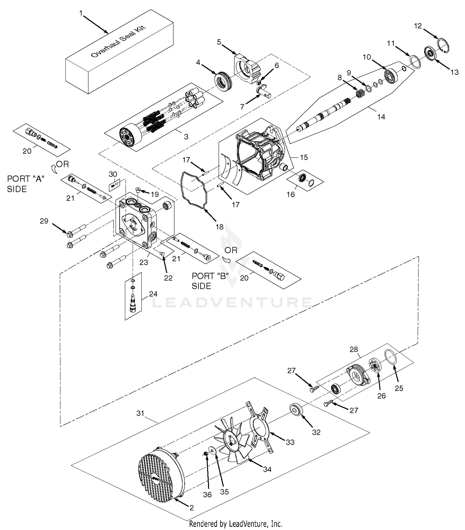BDP-16A Hydraulic Pump Assembly with Cooling Fan (791DFI & 35BVAC)