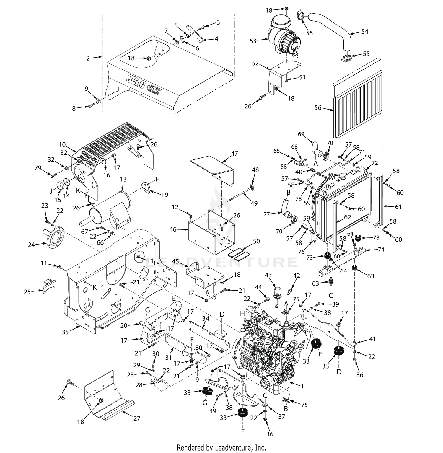 STTII ENGINE & ATTACHING PARTS - KUBOTA DIESEL
