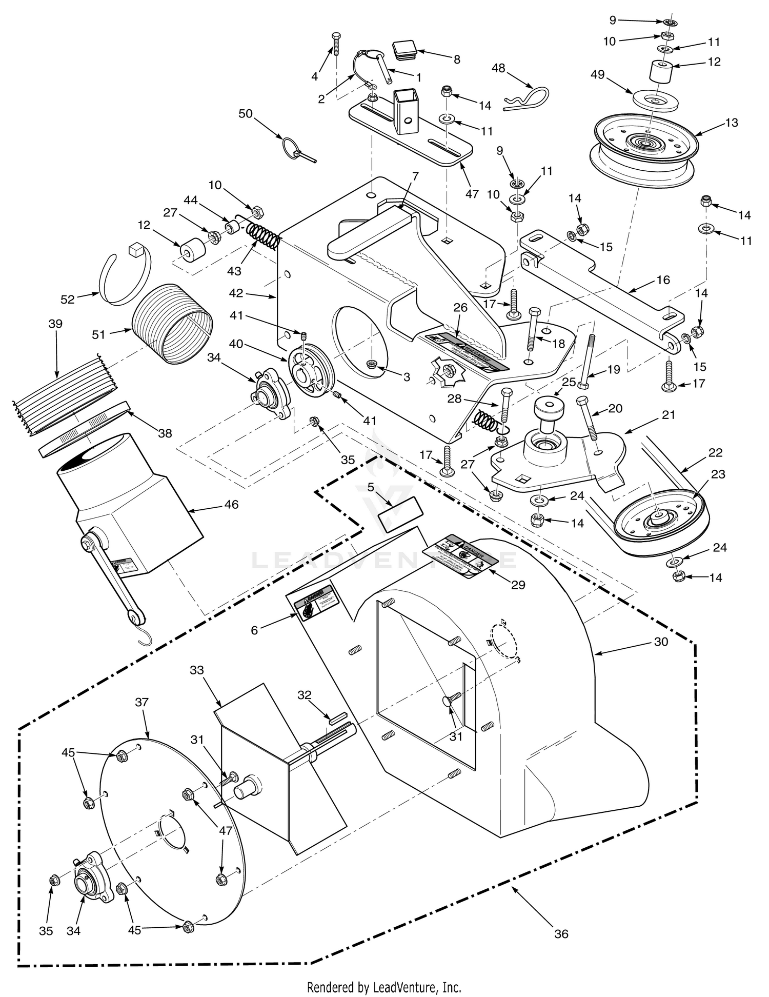 STCII 48"/52" & SCZ 48"/52" BLOWER HOUSING ASSEMBLY