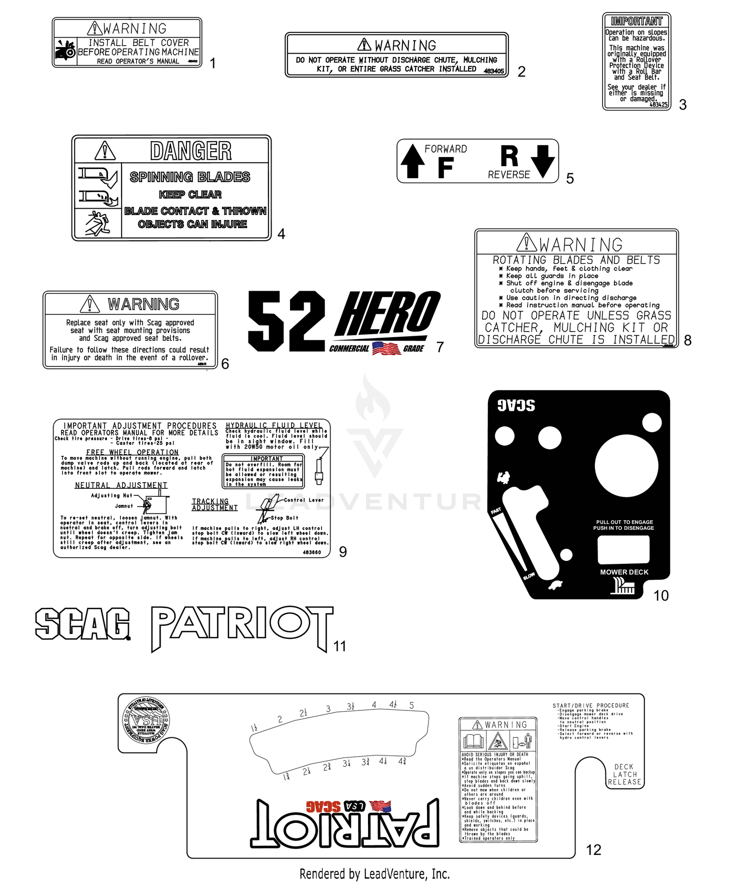 REPLACEMENT DECALS AND INFORMATION PLATES I