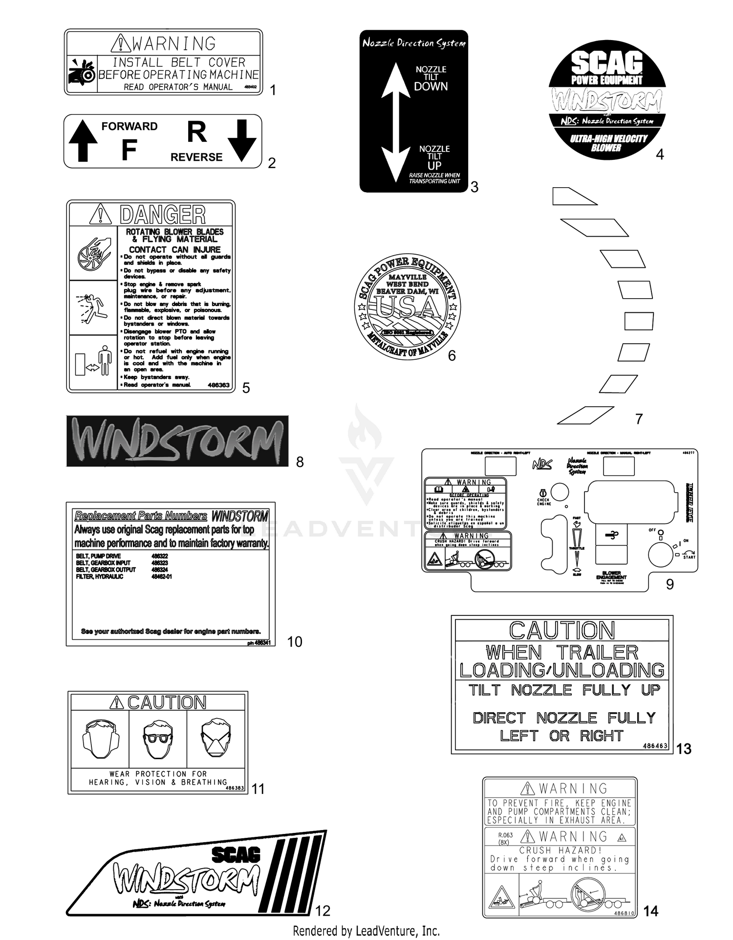REPLACEMENT DECALS AND INFORMATION PLATES