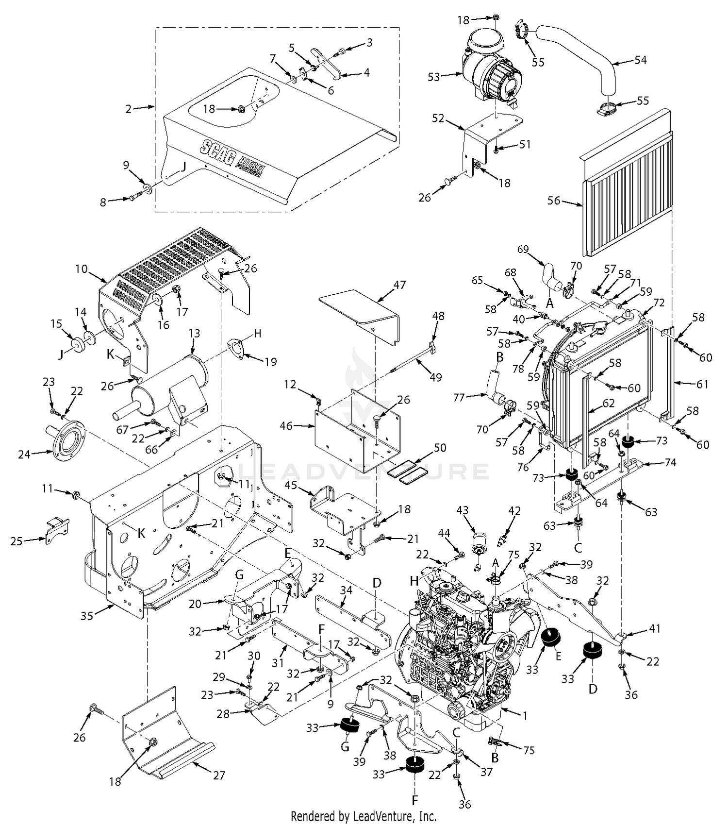 STTII Engine & Attaching Parts - Kubota Diesel