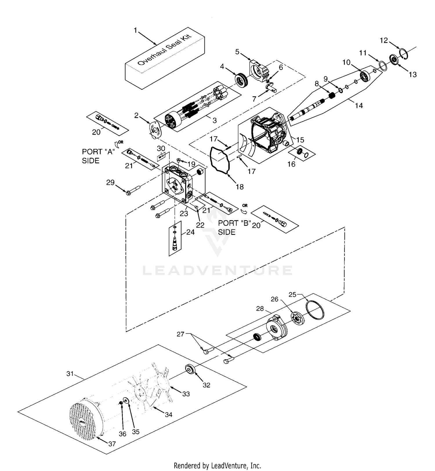 Hydraulic Pump Assembly With Cooling Fan (29DFI, 35BVAC, 35BV ONLY) BDP-16A