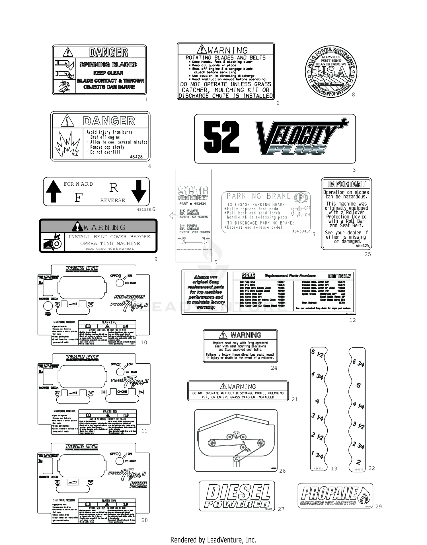 REPLACEMENT DECALS AND INFORMATION PLATES 1