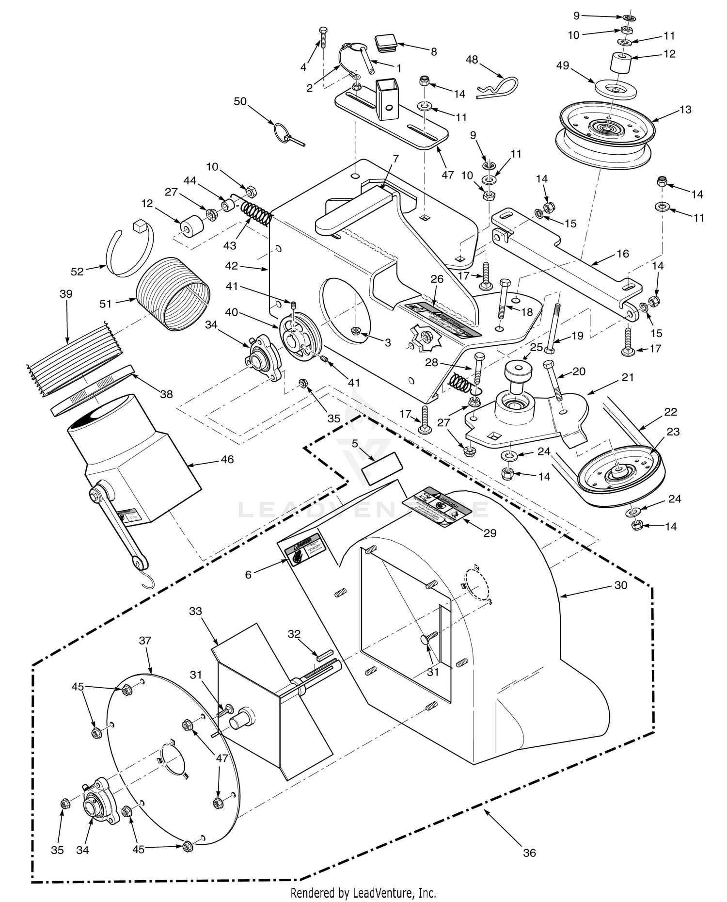 STCII 48"/52" & SCZ 48"/52" BLOWER HOUSING ASSEMBLY