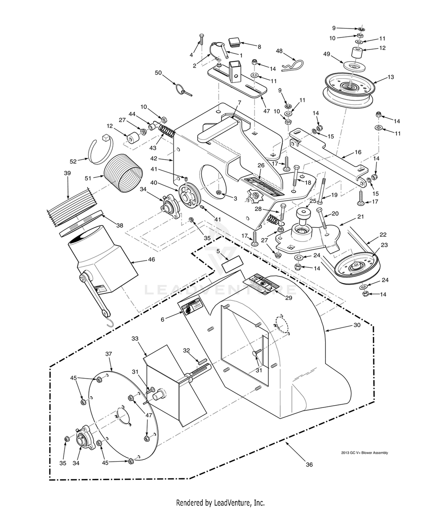 STCII 48"/52" & SCZ 48"/52" BLOWER HOUSING ASSEMBLY
