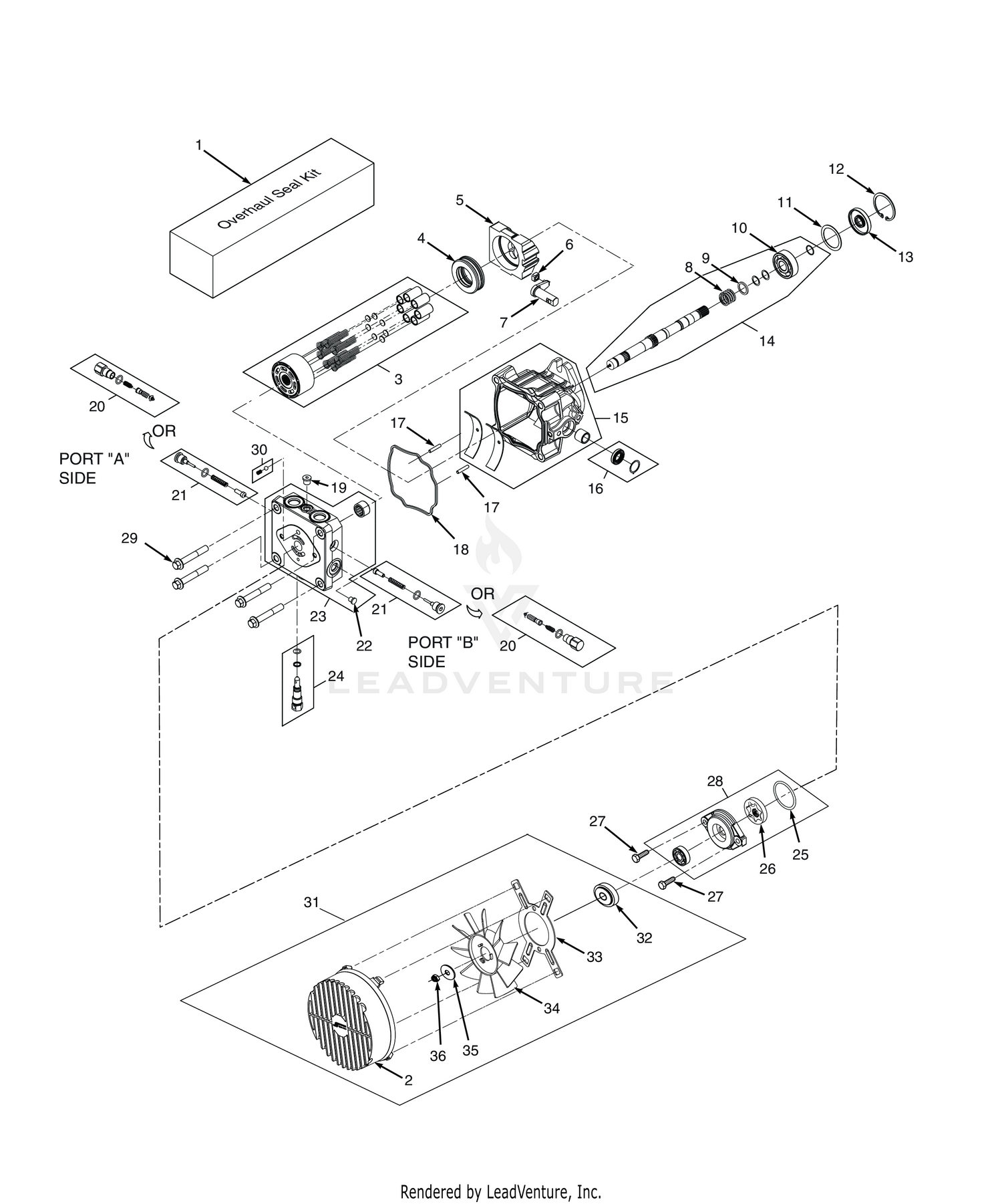 BDP-16A HYDRAULIC PUMP ASSEMBLY WITH COOLING FAN