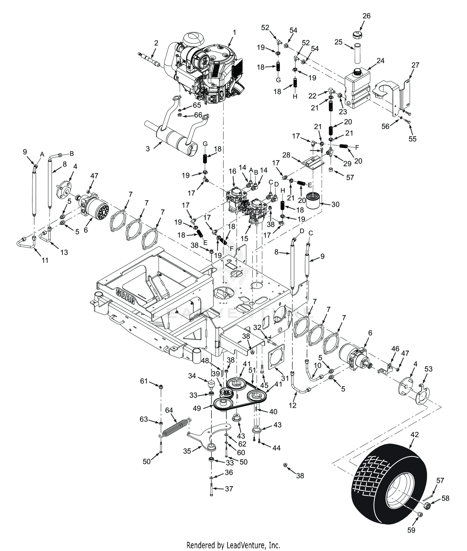STS 60XL HYDRAULICS AND ENGINE COMPONENTS