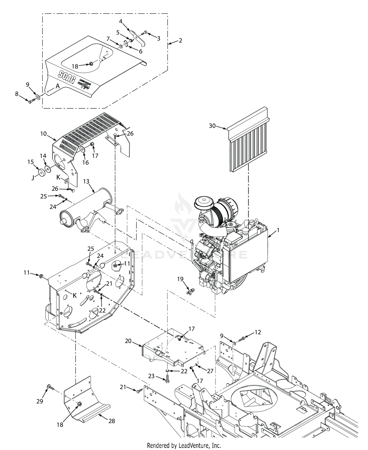 STTII ENGINE & ATTACHING PARTS - LIQUID COOLED (GASOLINE)