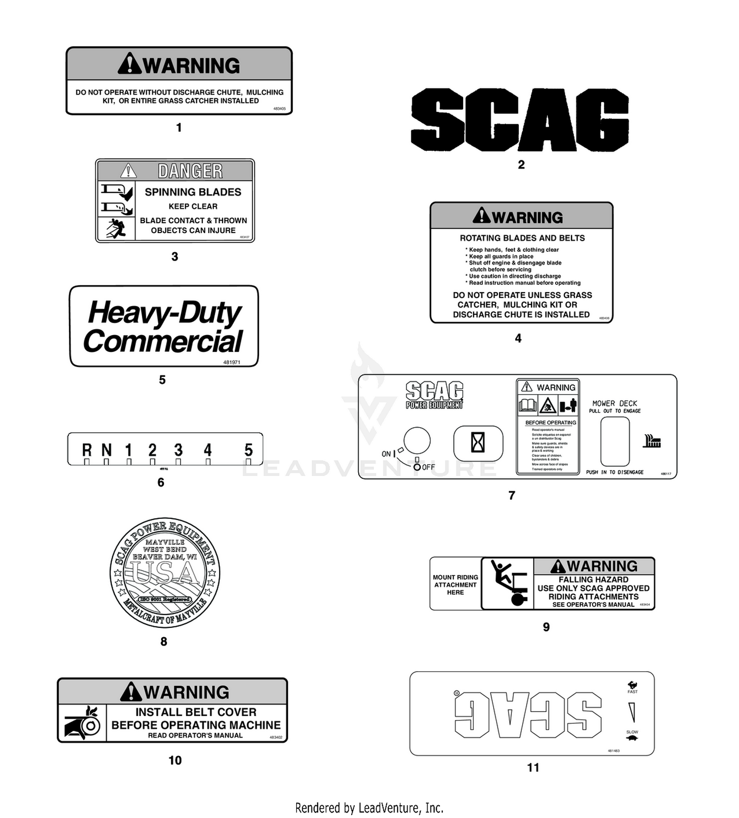 REPLACEMENT DECALS AND INFORMATION PLATES I