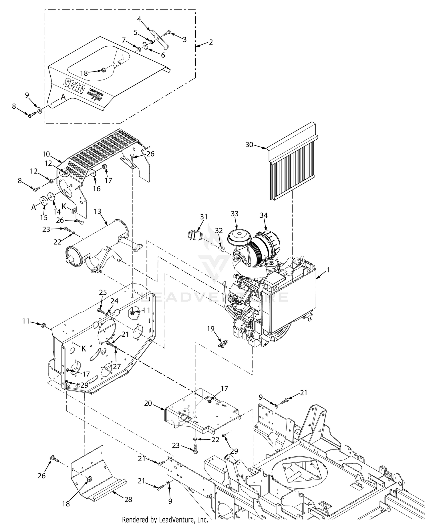 STTII ENGINE & ATTACHING PARTS - LIQUID COOLED (GASOLINE)