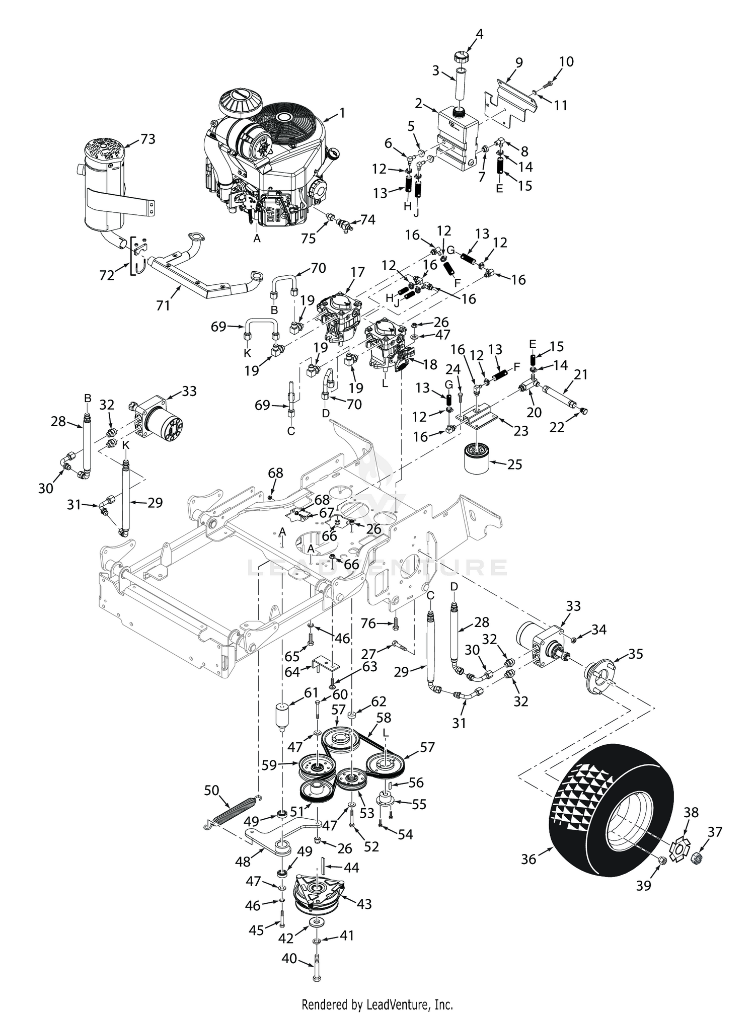 SVRII-32A / 36A HYDRAULICS AND ENGINE COMPONENTS