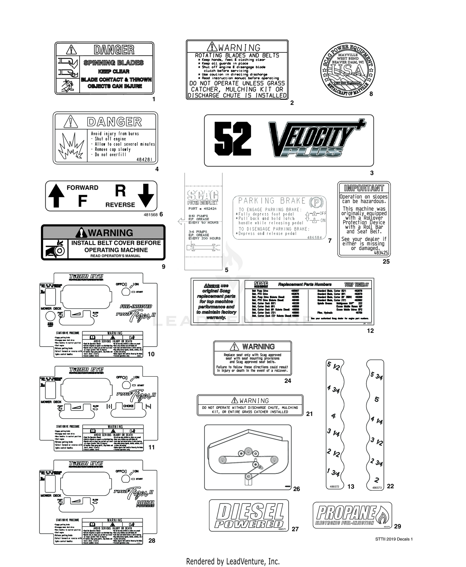 REPLACEMENT DECALS AND INFORMATION PLATES I