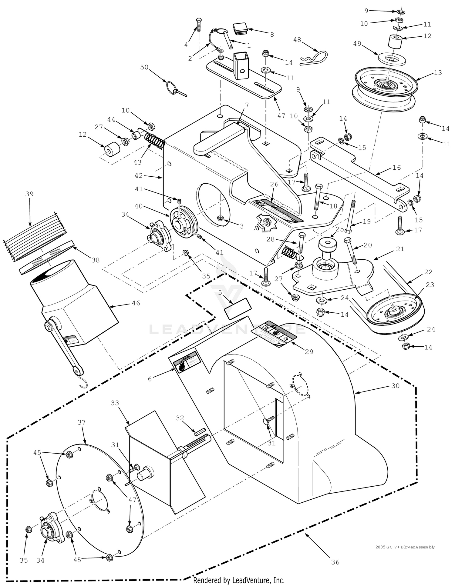 STT 61" / STTII 61" & SCZ 61" / SCZII 61" BLOWER HOUSING ASSEMBLY