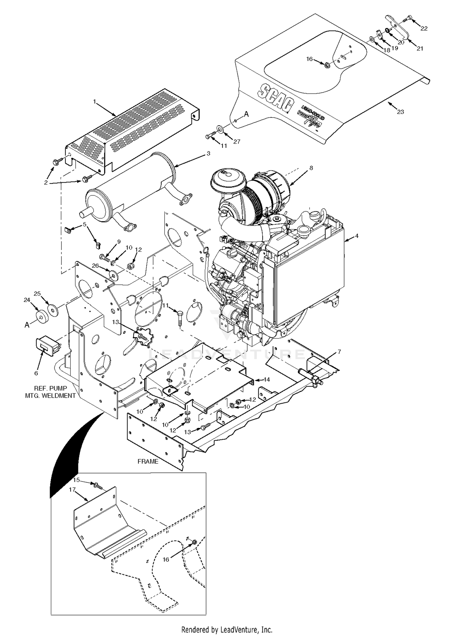 Engine& Attaching Parts- 25KA, 26DFI Kawasaki & 35BVAC