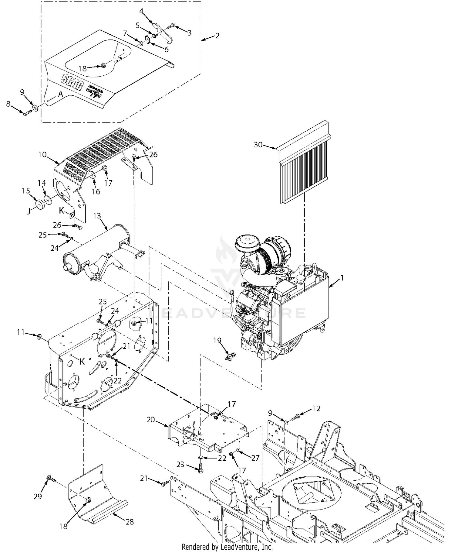 STTII Engine & Attaching Parts - Liquid Cooled (Gasoline)