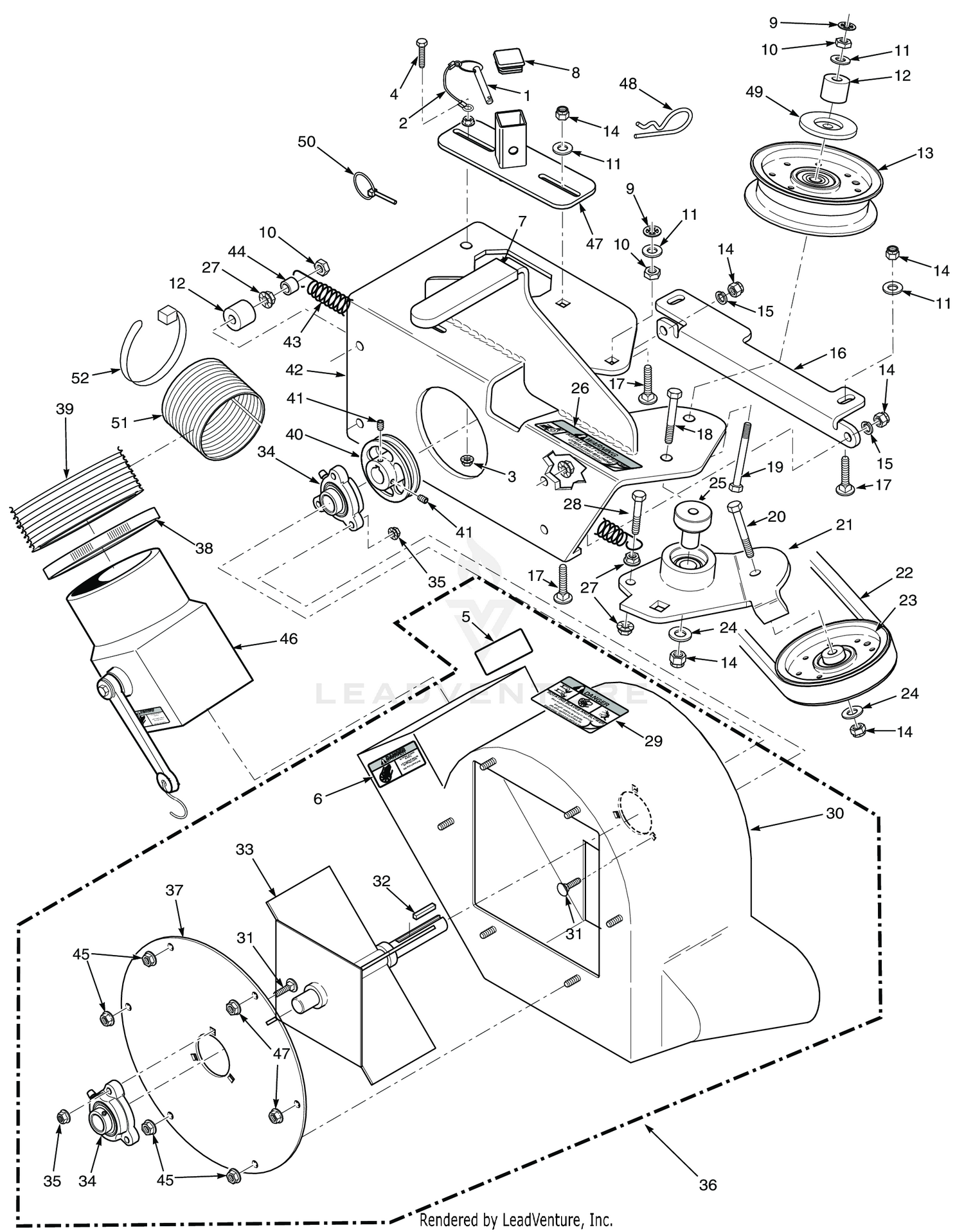 STCII 48"/52" & SCZ 48"/52" BLOWER HOUSING ASSEMBLY