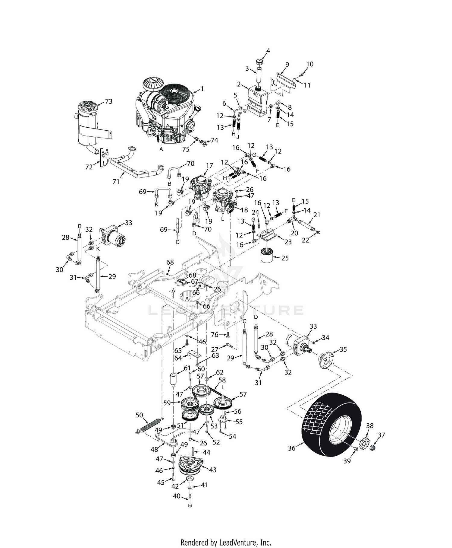 SVRII-32A / 36A HYDRAULICS AND ENGINE COMPONENTS
