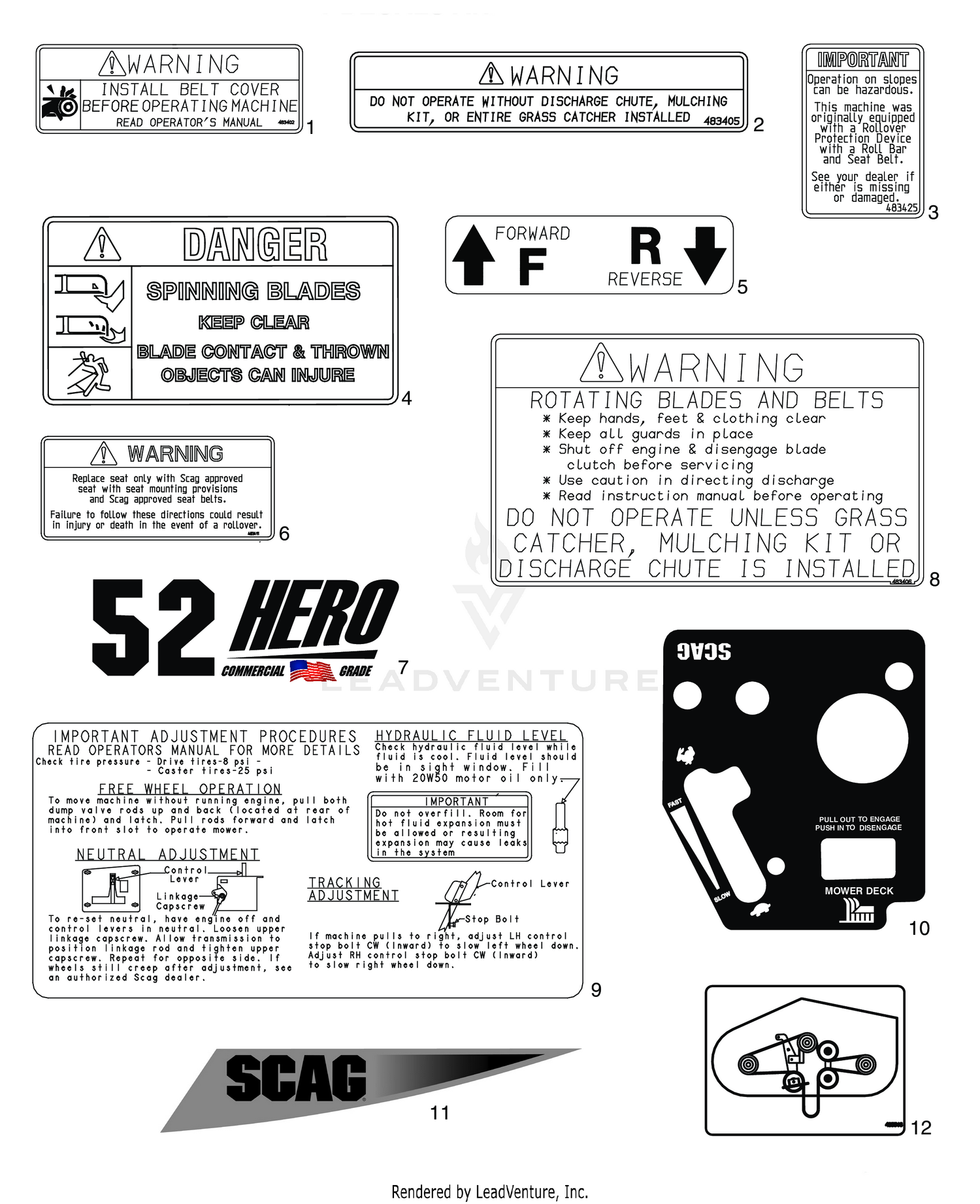 REPLACEMENT DECALS AND INFORMATION PLATES