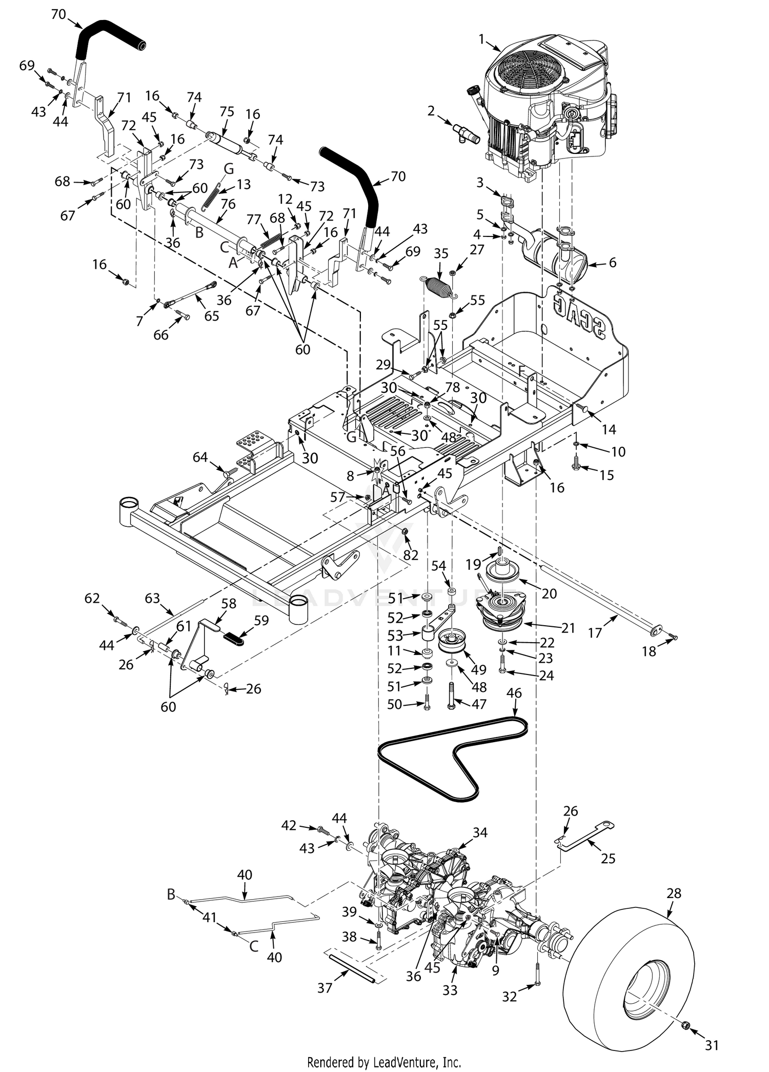 36H & 42H DRIVE SYSTEM COMPONENTS - HYDRO-GEAR AXLES