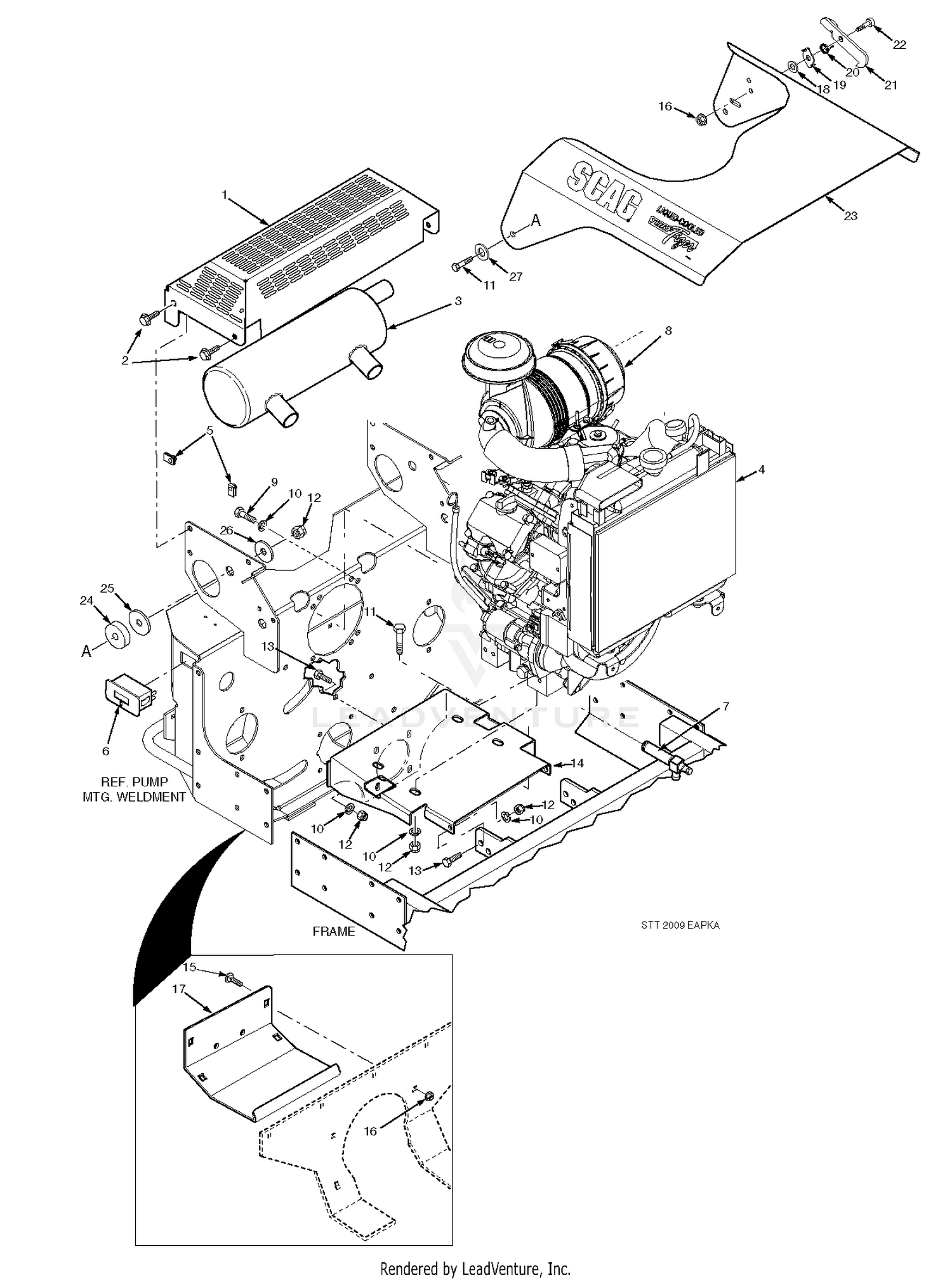 Engine & Attaching Parts - 27HP, 29DFI Kawasaki & 35BVAC