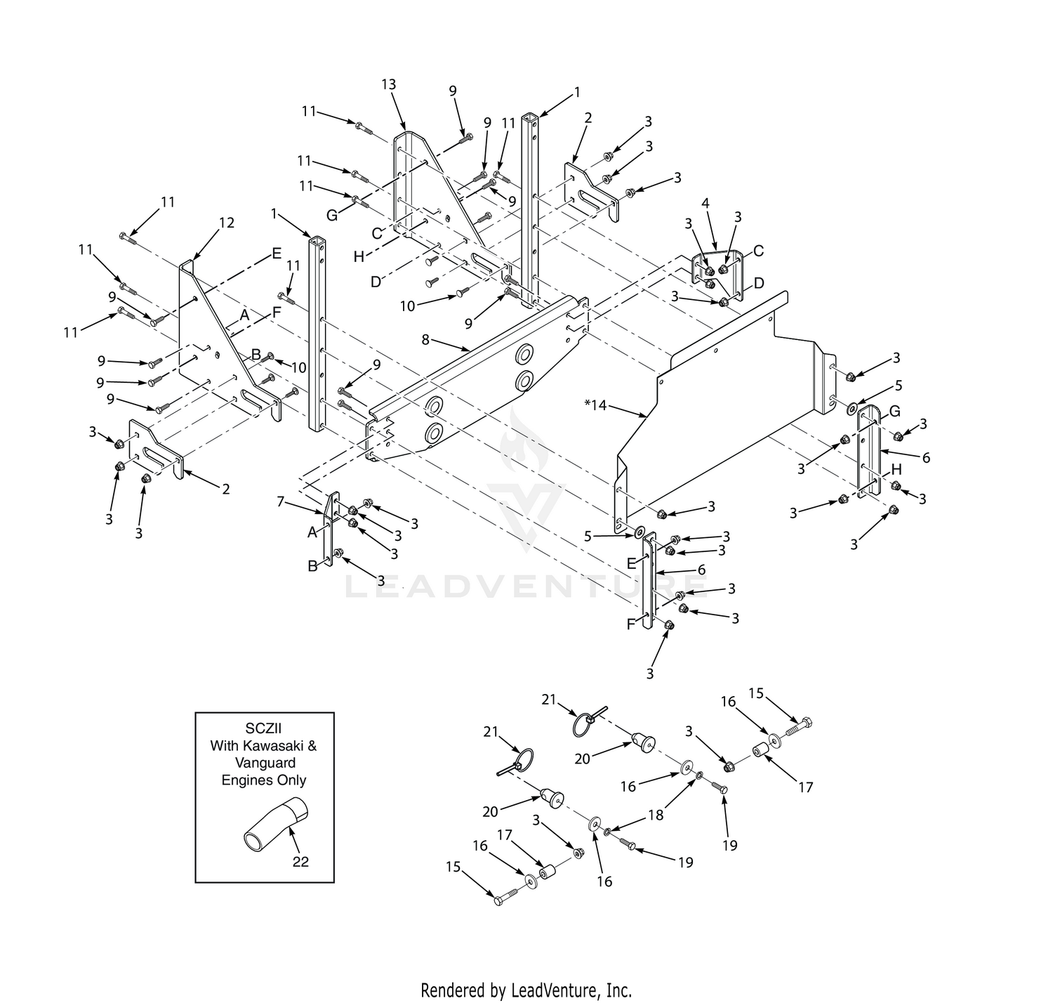 SCZ-61" / SCZII-61" STT 52"/61" & STTII 52"/61" BAG SUPPORT COMPONENTS (LOWER)