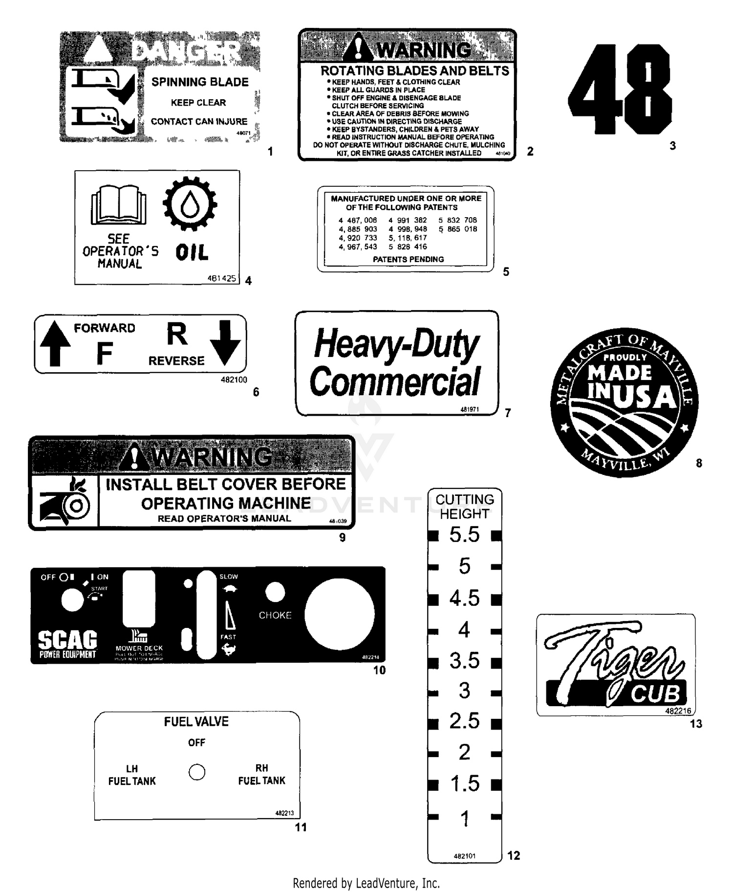 Replacement Decals And Information Plates