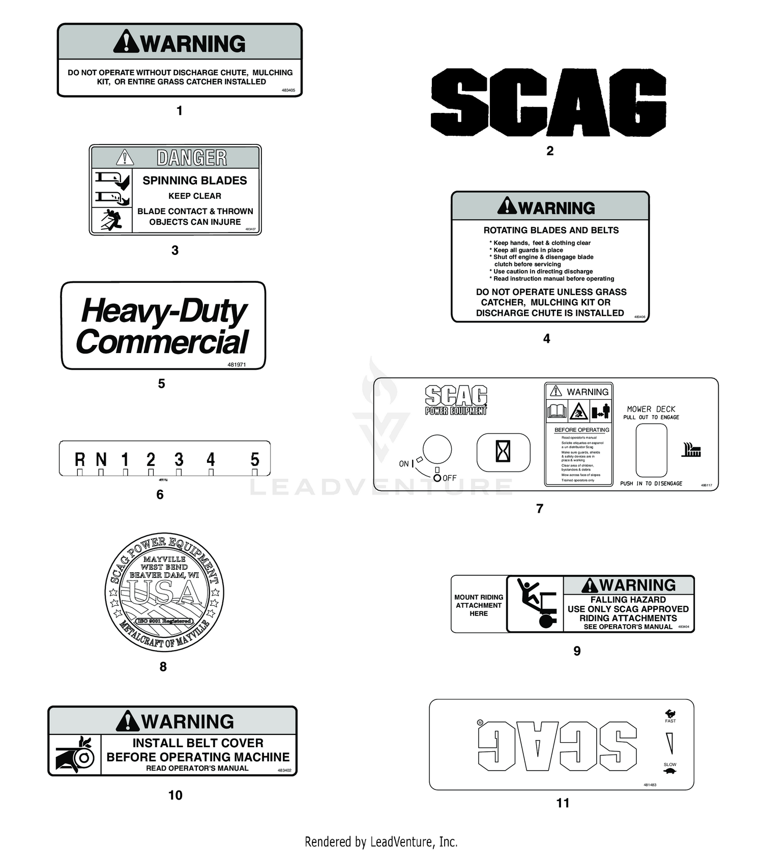 REPLACEMENT DECALS AND INFORMATION PLATES I