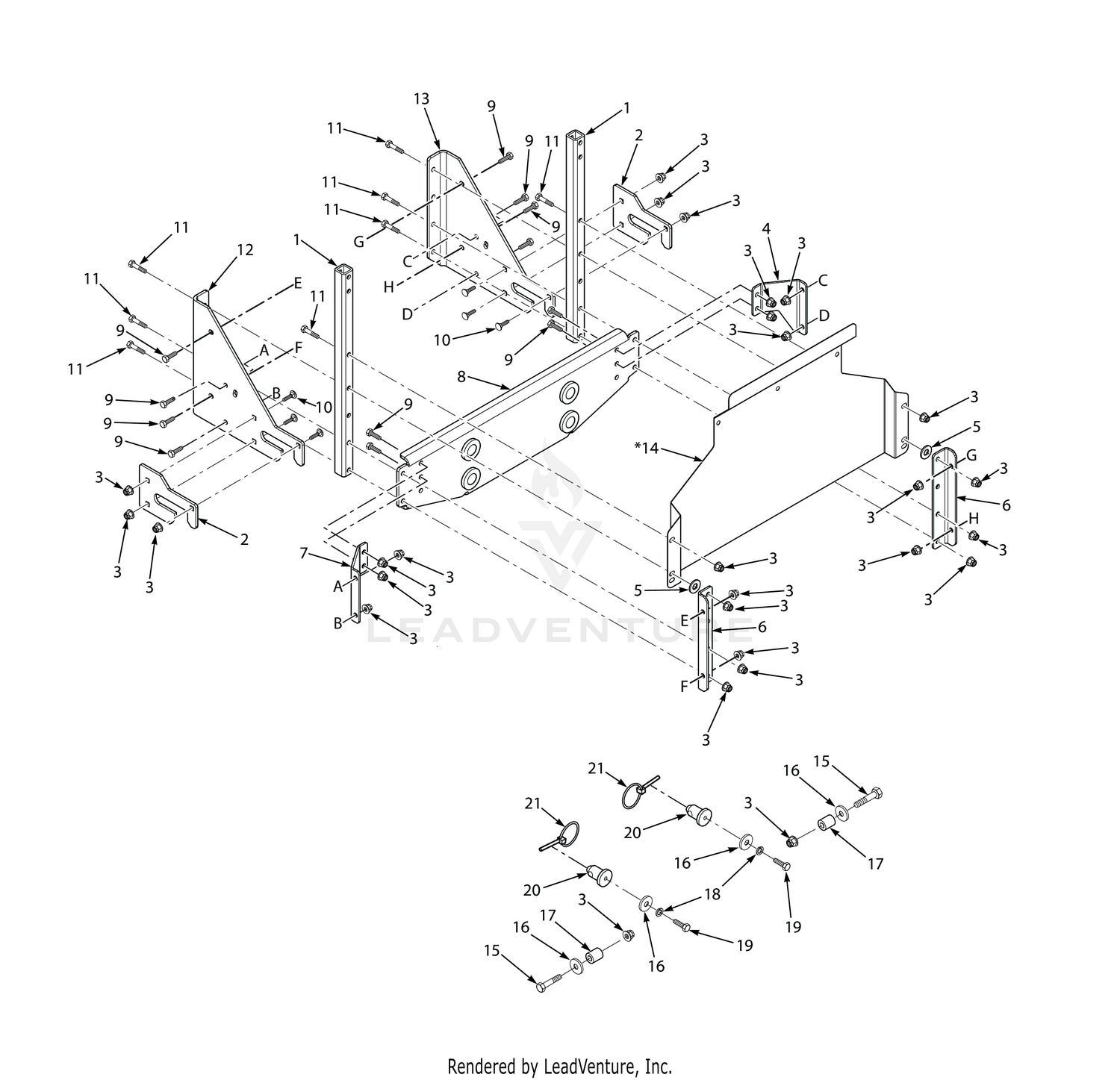 SCZ-61" / STT 52"/61" & STTII 52"/61" BAG SUPPORT COMPONENTS (LOWER)