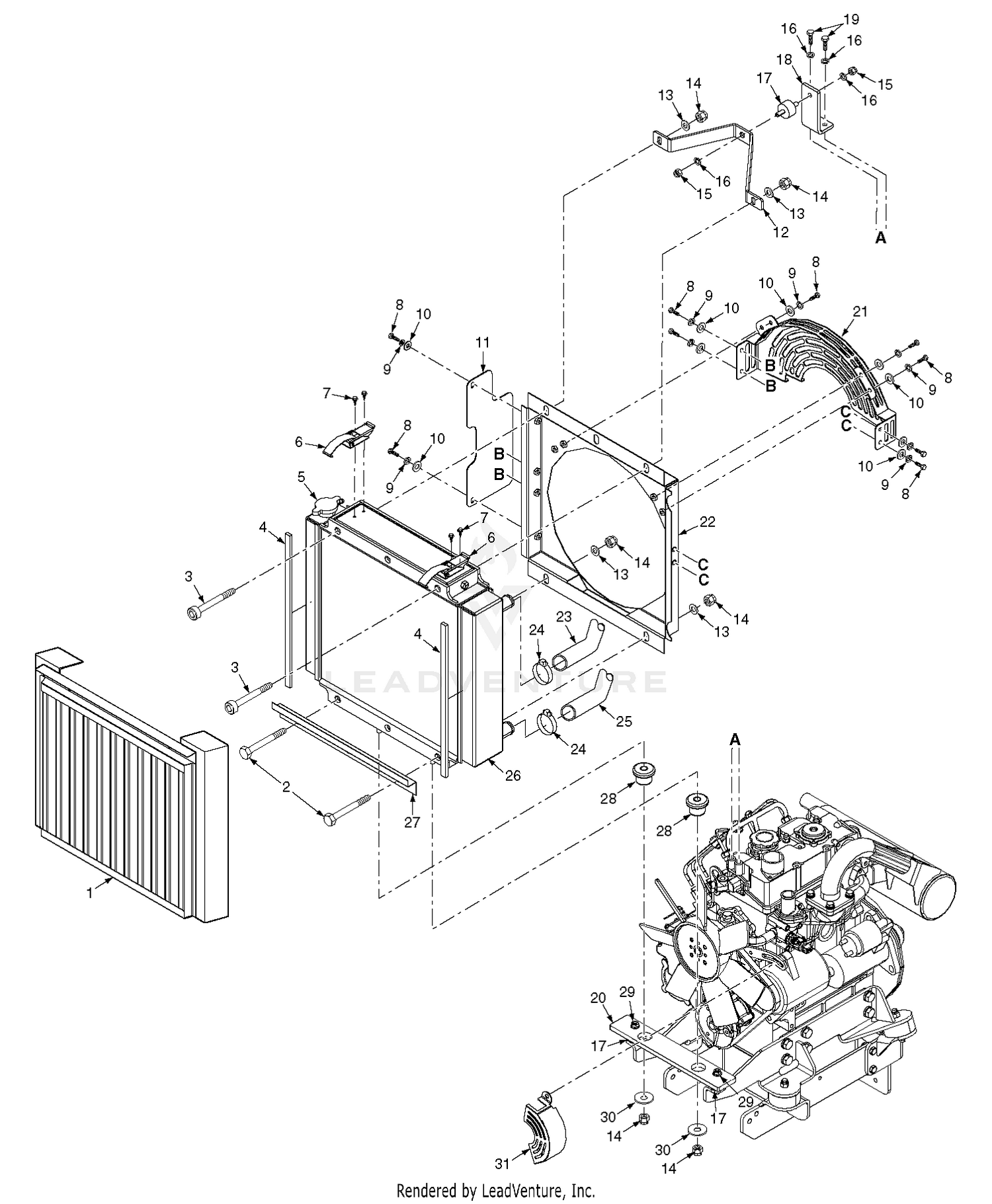 Radiator & Attaching Parts - Cat Diesel