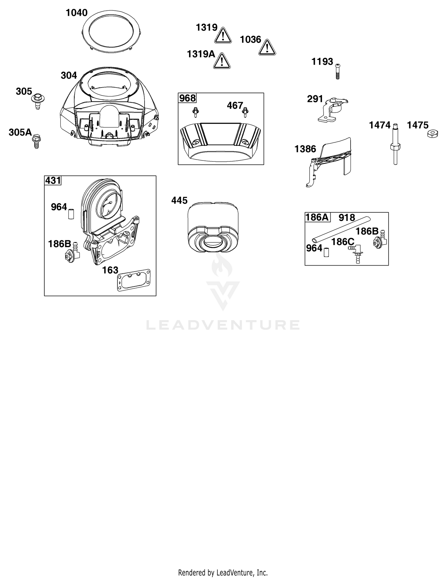 AB - BLOWER HOUSING AND AIR CLEANER GROUP