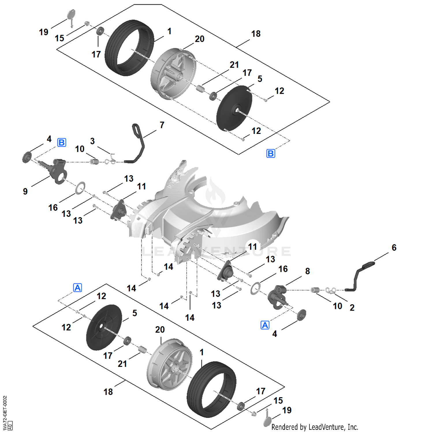 AD - Front height adjustment, front wheel
