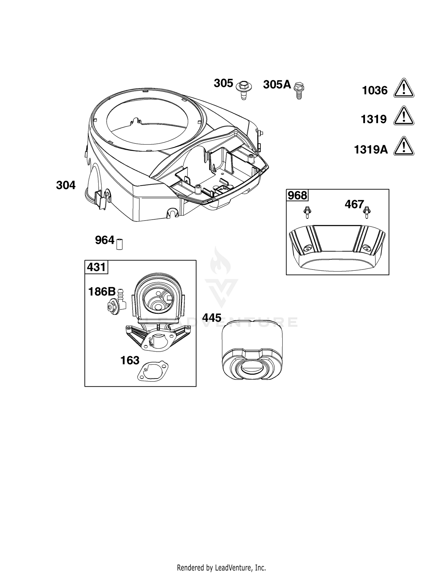 AB - BLOWER HOUSING AND AIR CLEANER GROUP