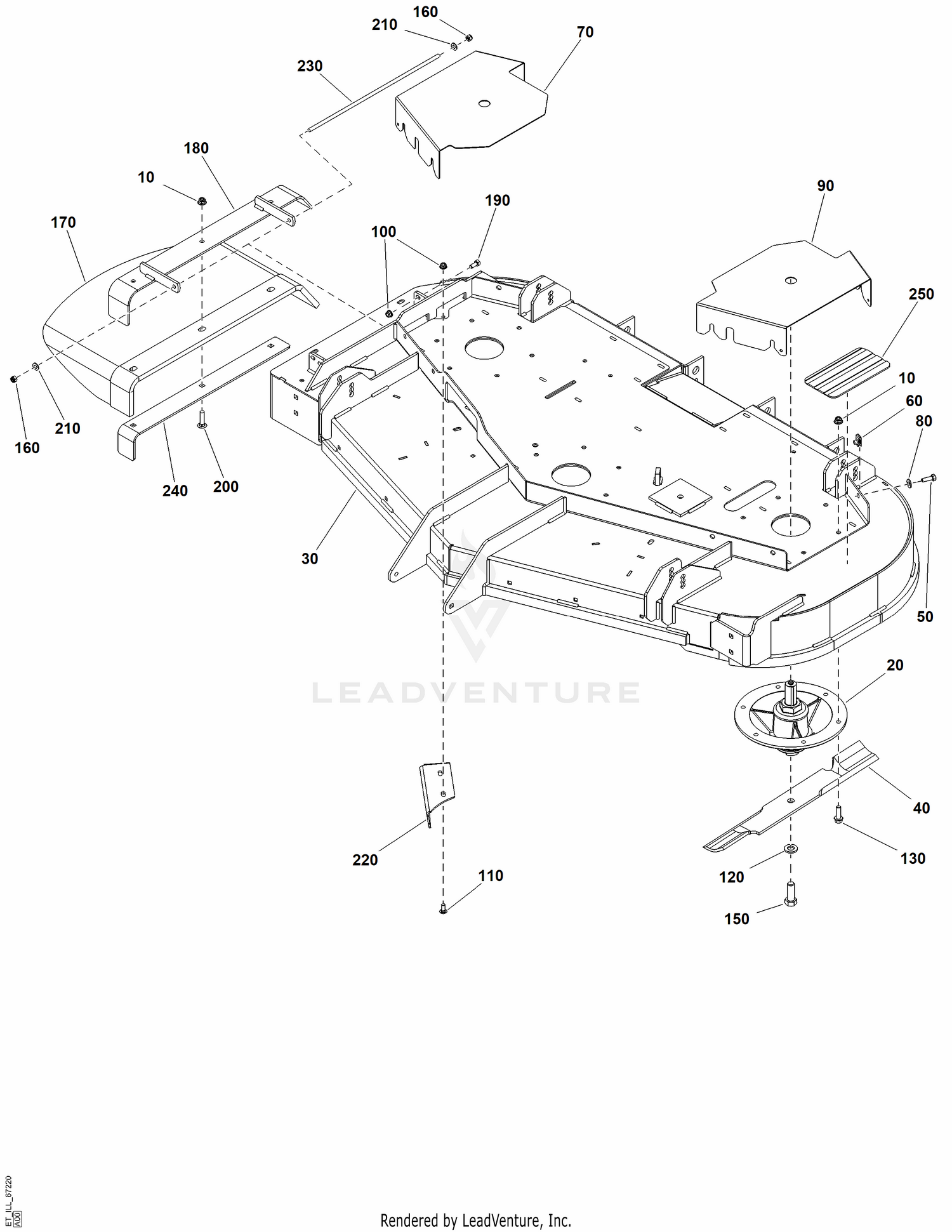 AA - 60" Mower Deck - Housing, Covers, Spindles and Blades