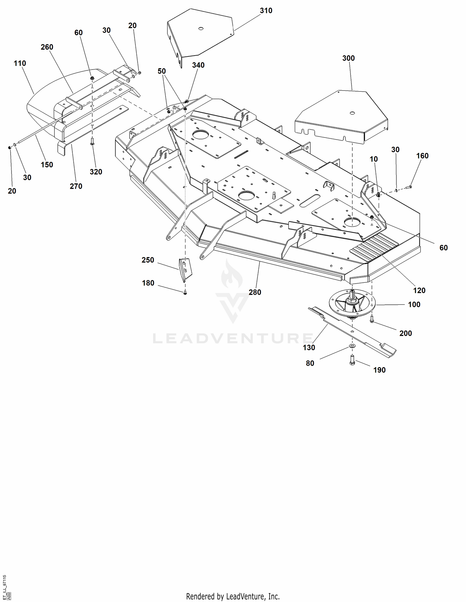 AA - 72" Mower Deck - Housing, Covers, Spindles and Blades