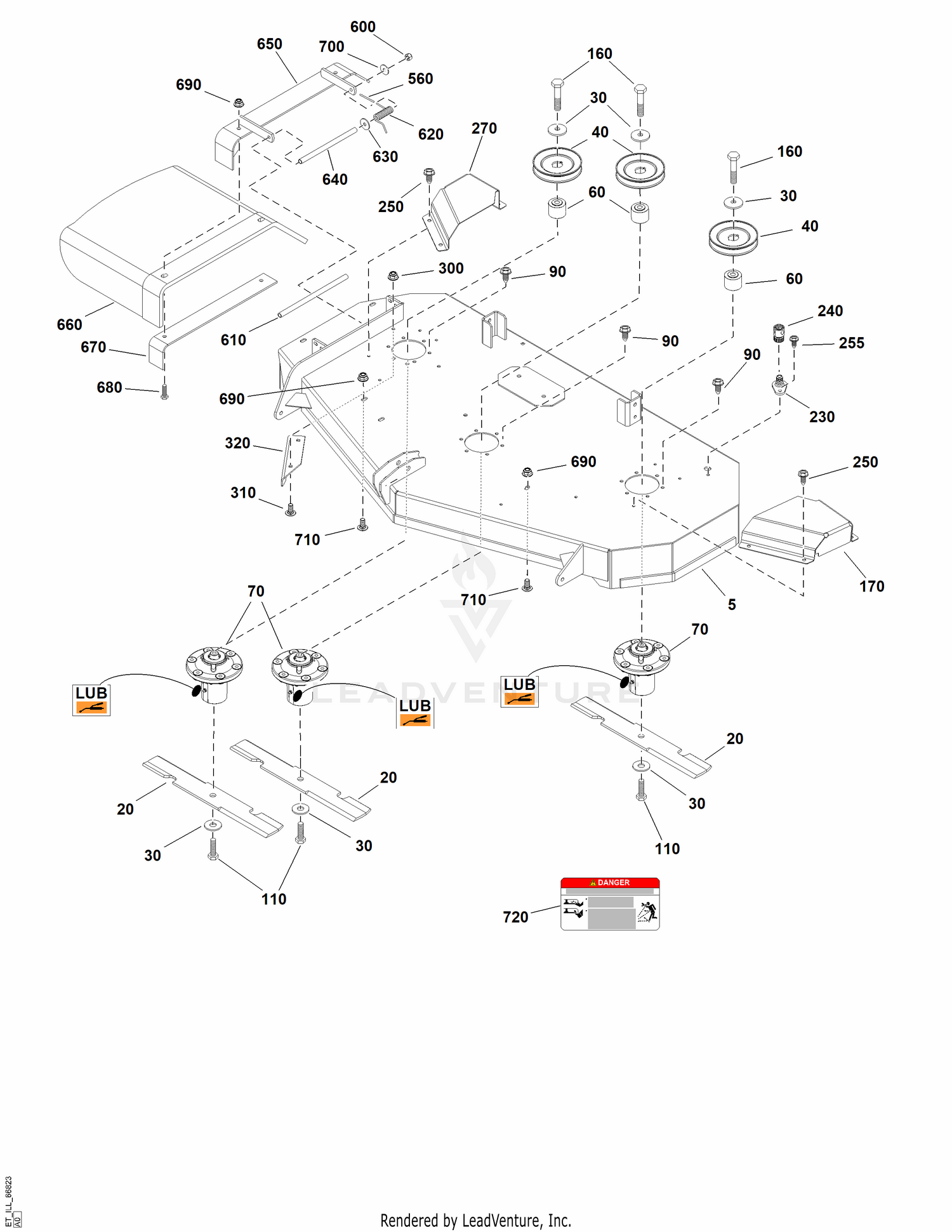 AB - 52" Mower Deck - Housing, Arbor & Blade