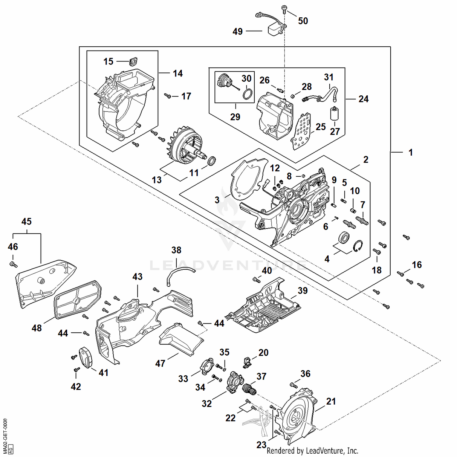 AA - Motor housing, Electric motor, Oil tank
