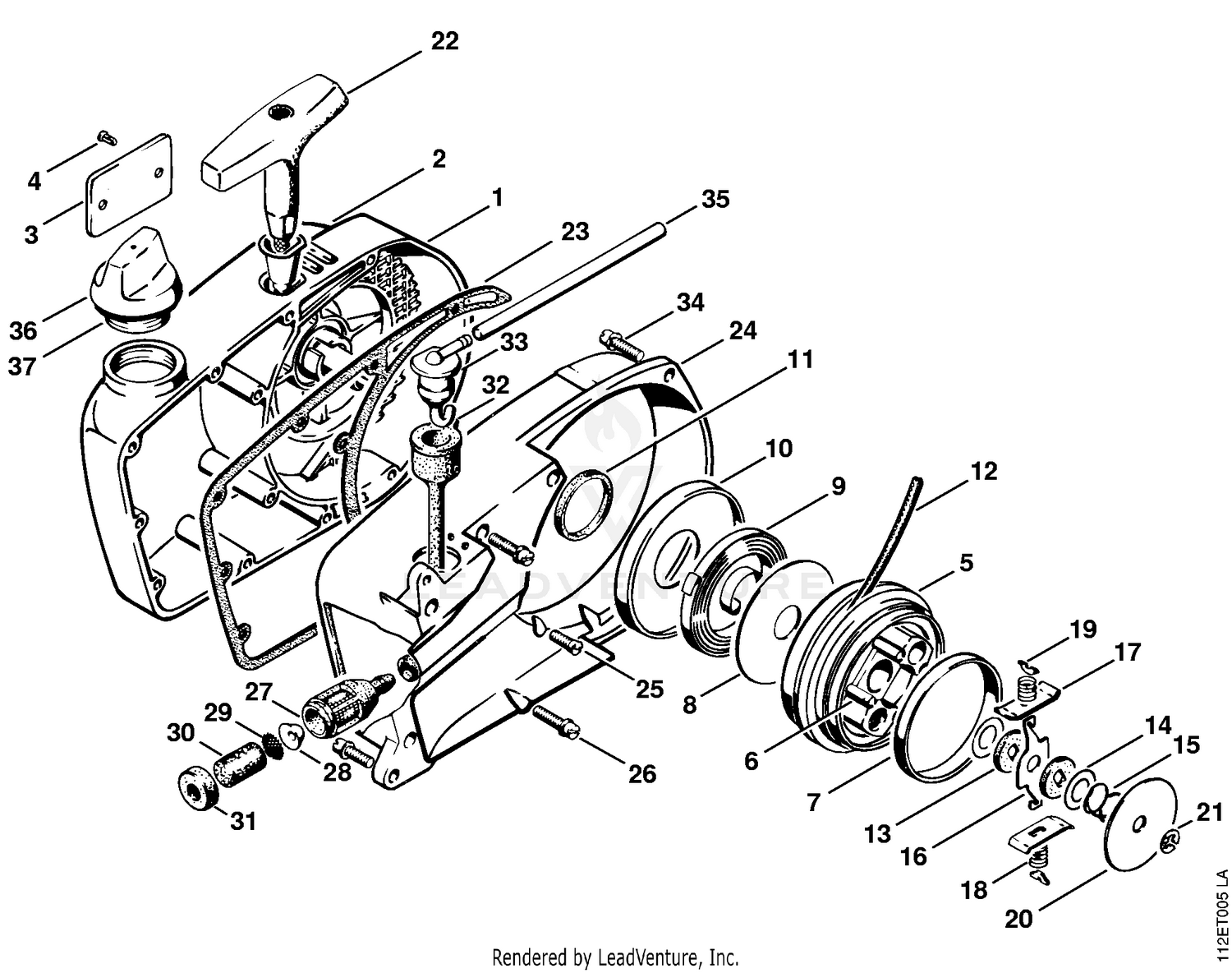AE - Fan housing cover, Rewind starter