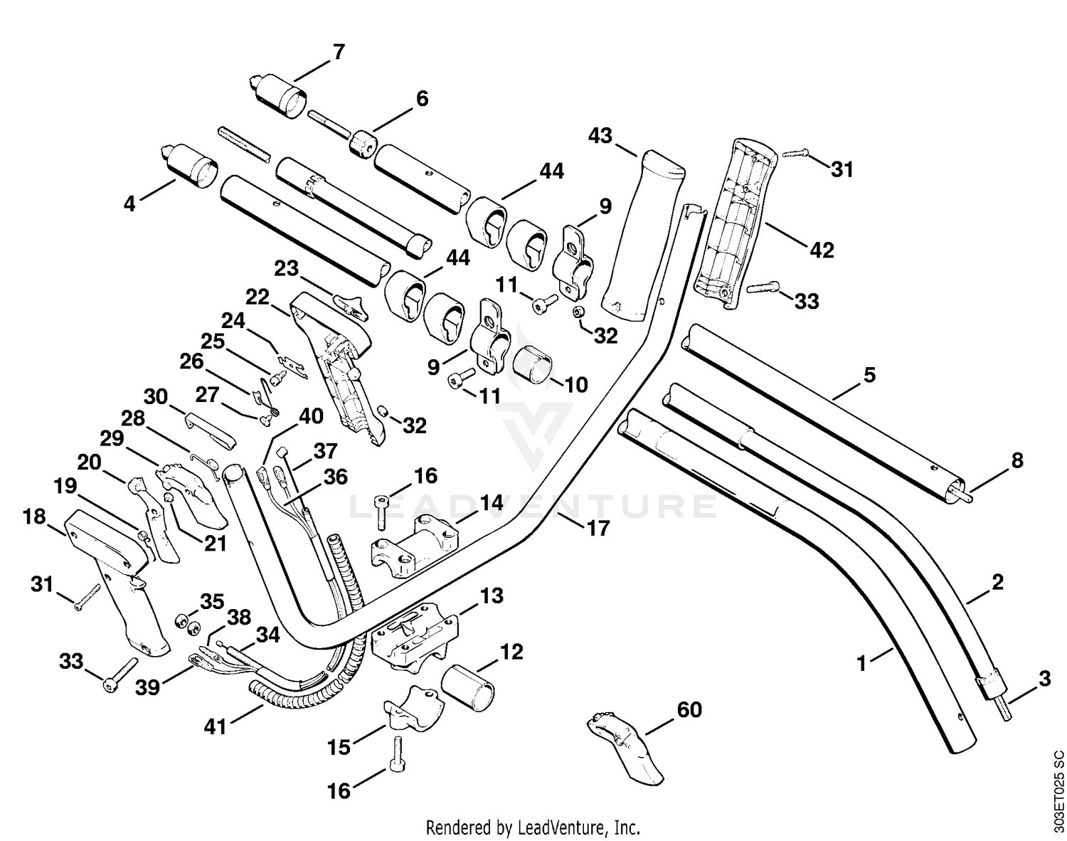 AG - Two-handed handle bar, Drive tube assembly