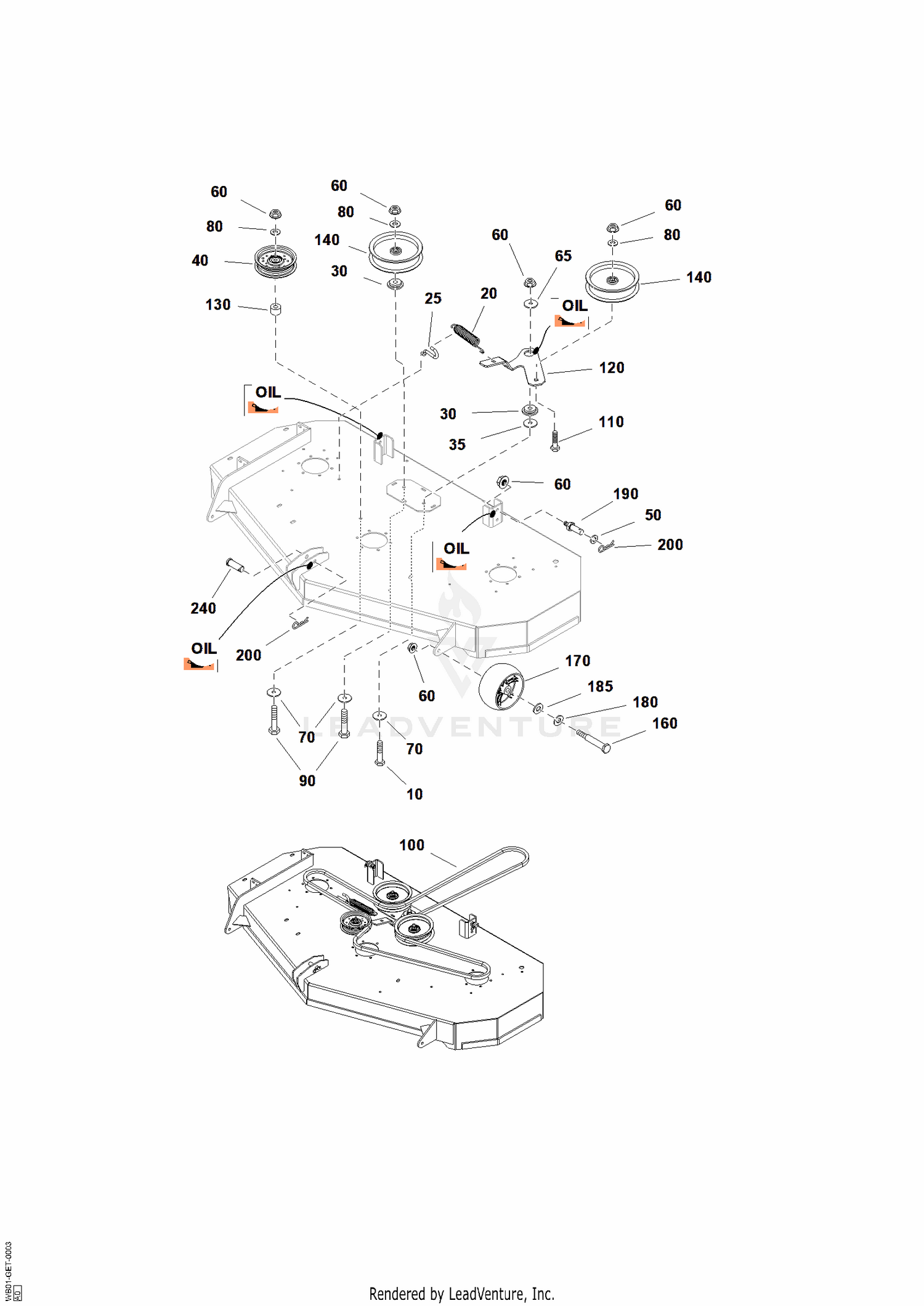 AA - 52" Mower Deck - Clutch & Support