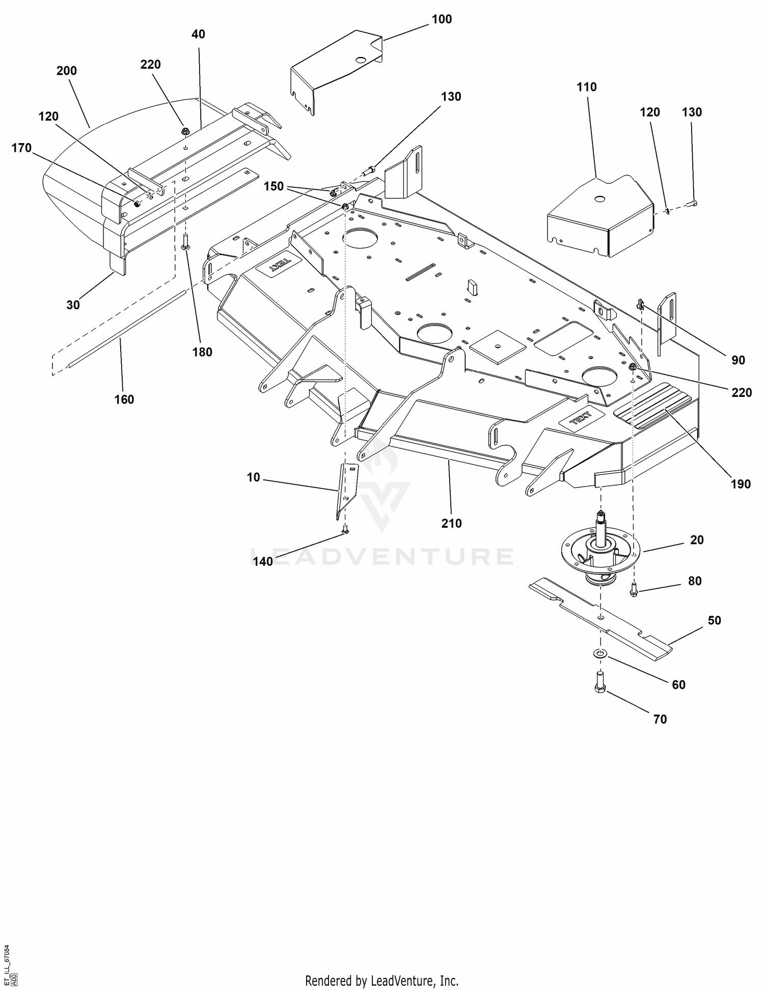 AB - 52" Mower Deck - Housing, Covers, Spindles and Blades
