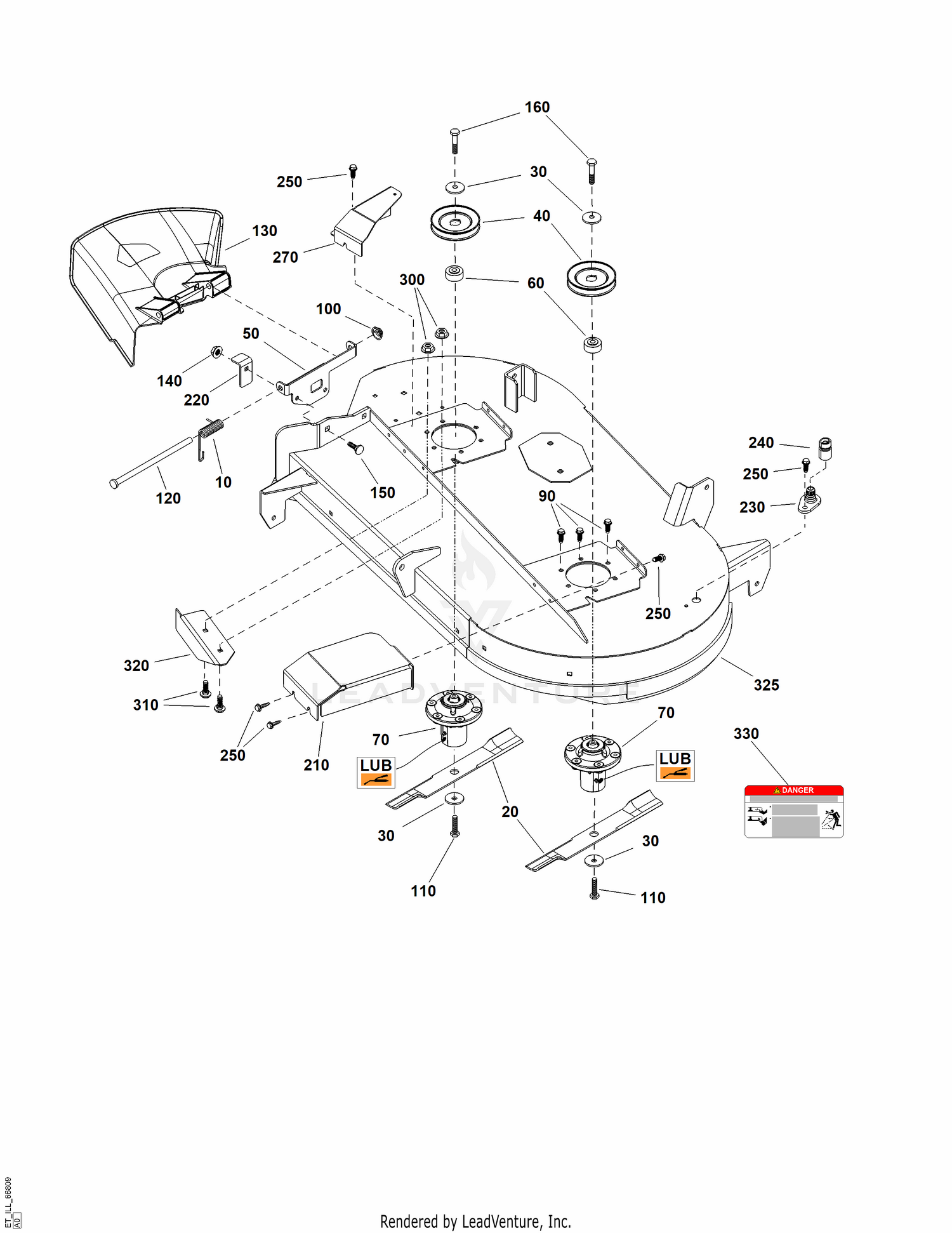 AB - 42" Mower Deck - Housing, Arbor & Blade
