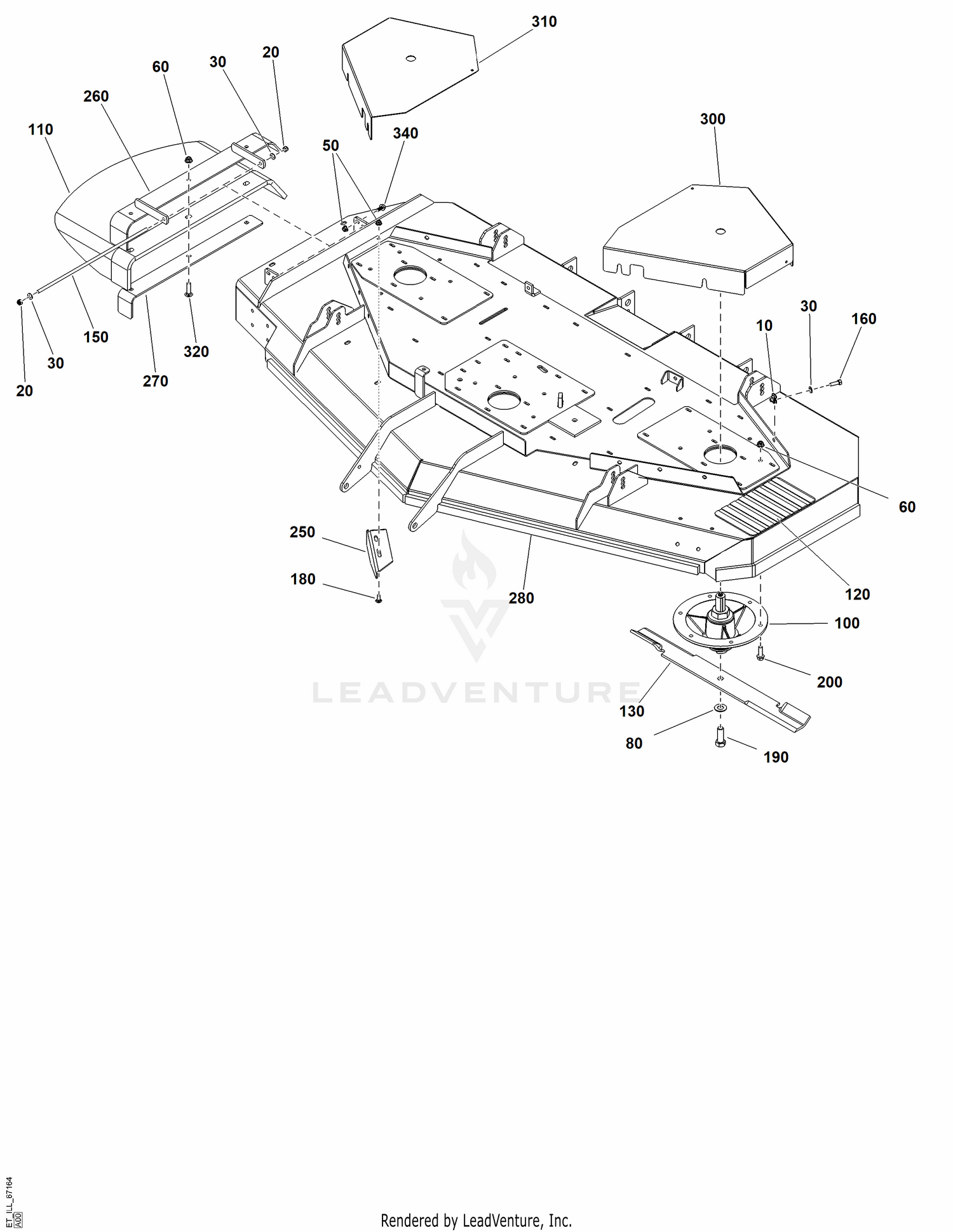 AA - 72" Mower Deck - Housing, Covers, Spindles and Blades