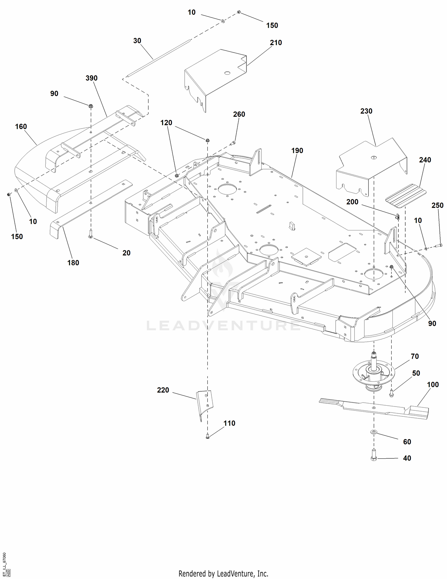 AB - 60" Mower Deck - Housing, Covers, Spindles and Blades