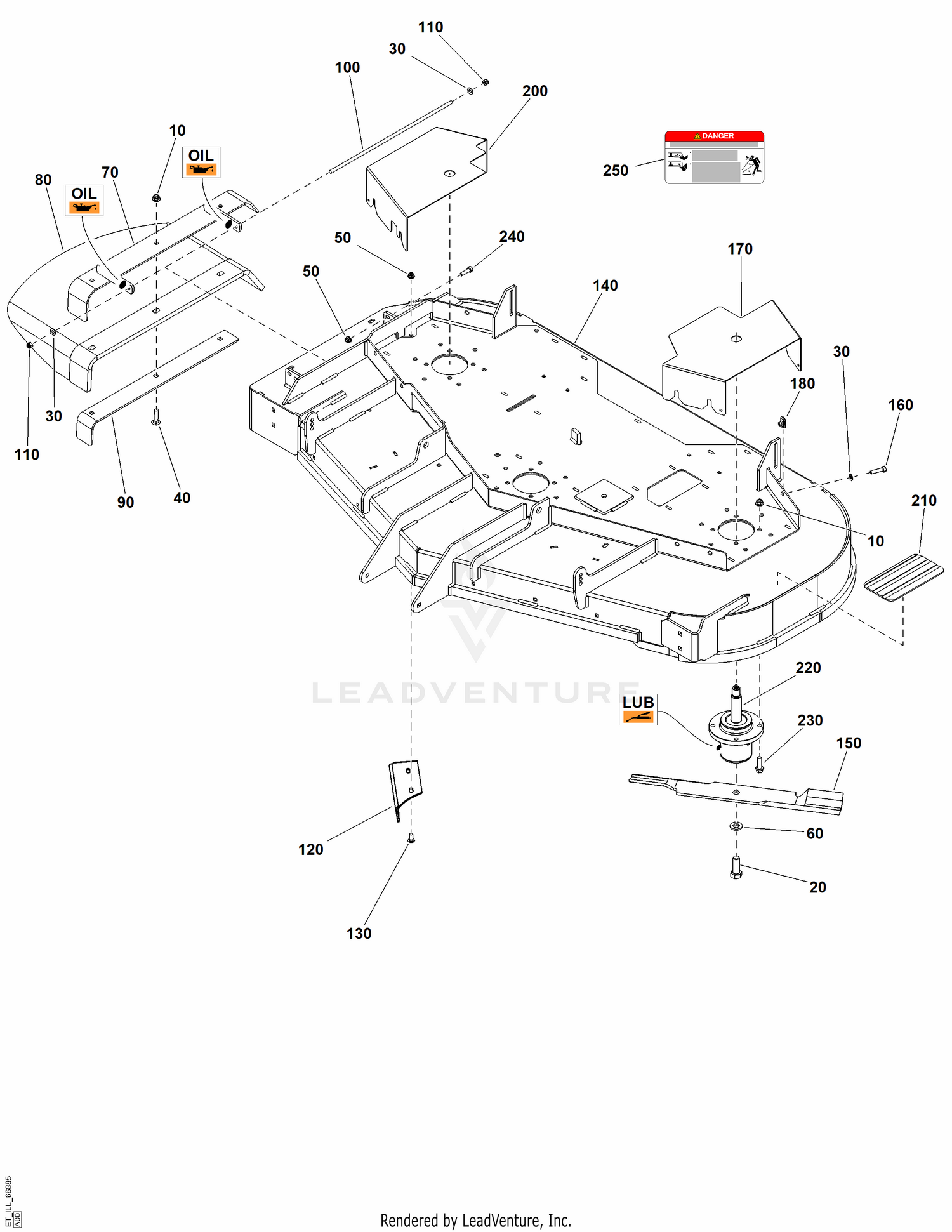 AB - 60" Mower Deck - Housing, Covers, Spindles and Blades