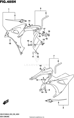 Side Cowling (gsx-r1000al8 E28) (for Ykv) Schematic