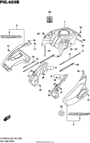 Fuel Tank Cover (dl1000al8 E03) (for Yvb,yww) Schematic